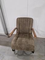 Groene armstoel met stalen frame, Huis en Inrichting, Fauteuils, Ophalen, 75 tot 100 cm, Zo goed als nieuw, Metaal