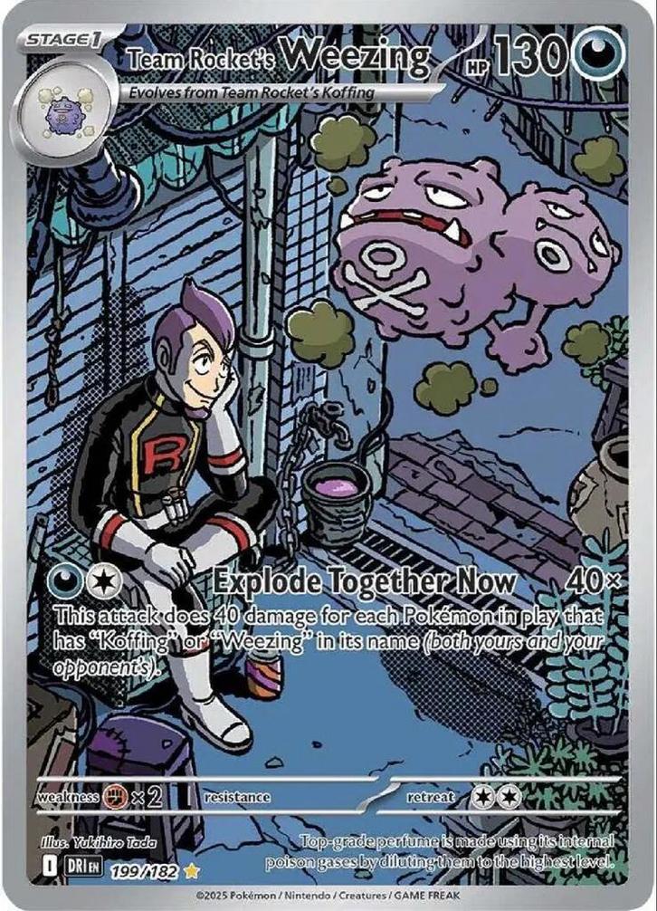 Team Rocket's Weezing DRIEN 199/182 Pokémonkaart, Hobby en Vrije tijd, Verzamelkaartspellen | Pokémon, Zo goed als nieuw, Losse kaart
