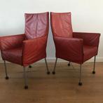 Set 2 IZGS Montis Chaplin design stoel modern rood leer, Huis en Inrichting, Stoelen, Ophalen, Leer, Zo goed als nieuw, Nvt