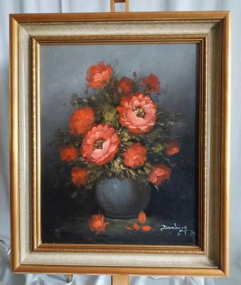 Domberg (XXe) - Stilleven rode rozen - 1960, Antiek en Kunst, Kunst | Schilderijen | Klassiek, Ophalen of Verzenden