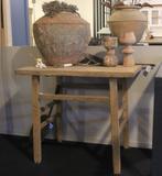 Oud Houten bijzettafel, Ophalen, Minder dan 55 cm, Nieuw, Landelijk