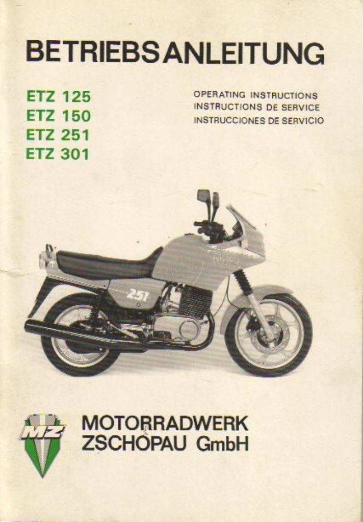MZ ETZ125, ETZ150, ETZ251 en ETZ301 notice (4992z), Motoren, Handleidingen en Instructieboekjes, Overige merken, Ophalen of Verzenden