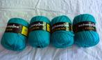 4 Bolletjes turquoise Scheepjes Cocon lint haak of breigaren, Verzenden, Zo goed als nieuw, Breien of Haken, Wol of Garen