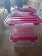 Action Opbergbakken 4x - Roze Deksel, Doe-het-zelf en Verbouw, Kratten en Dozen, Ophalen, Minder dan 50 cm, Zo goed als nieuw