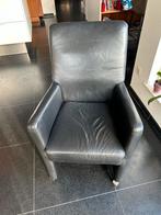 4 Zwarte Leren Eetkamerstoelen, Huis en Inrichting, Ophalen, Gebruikt, Zwart, Leer