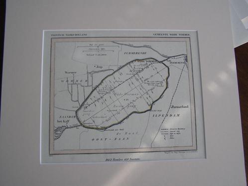 Landkaartje gemeente  Wijde Wormer uit 1867. Veel details, Boeken, Atlassen en Landkaarten, Zo goed als nieuw, Landkaart, Nederland
