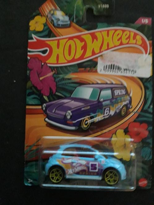 Hotwheels Fiat 500 lichtblauw - Longcard, Hobby en Vrije tijd, Modelauto's | Overige schalen, Nieuw, Auto, Ophalen of Verzenden