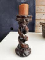 Handgemaakte houten kandelaar, Bruin, Ophalen of Verzenden, Zo goed als nieuw, Minder dan 25 cm