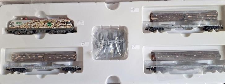 MINITRIX  11612  Holzzug  SETG 1116 +  3 houttransportwagens, Hobby en Vrije tijd, Modeltreinen | N-Spoor, Nieuw, Treinset, Gelijkstroom