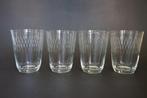 vintage mid century geslepen glas water sap 4x streepjes, Glas of Glazen, Ophalen of Verzenden, Overige stijlen, Glas