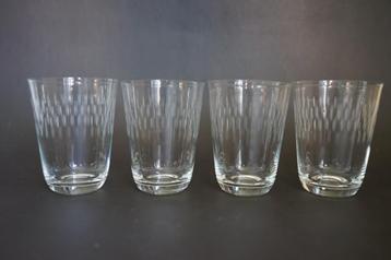 vintage mid century geslepen glas water sap 4x streepjes beschikbaar voor biedingen