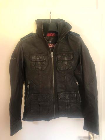 Super Dry heren jas, bruin leer, maat S beschikbaar voor biedingen