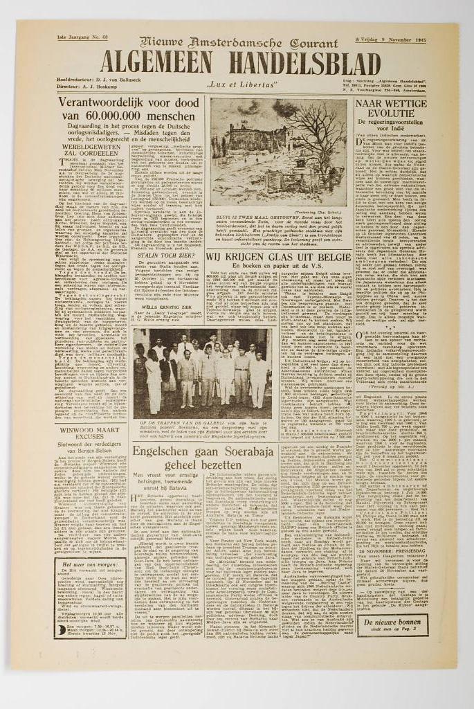 9 november 1945 - Algemeen Handelsblad | Heruitgave, Boeken, Tijdschriften en Kranten, Zo goed als nieuw, Krant, Verzenden
