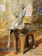 Antiek brons beeldje uit India olifant met berijder 14,8 cm., Ophalen of Verzenden