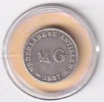 Nederlandse Antillen 1/4 Gulden 1957 met krasje, Postzegels en Munten, Munten | Nederland, Koningin Juliana, Verzenden, Zilver