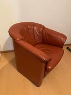 Fauteuil leer, cognac/terracotta kleur, Huis en Inrichting, Ophalen, Gebruikt, Modern, 50 tot 75 cm