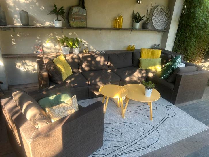 Loungebank tuin terras loungeset hoekbank chaise bank, Tuin en Terras, Tuinbanken, Zo goed als nieuw, Wicker, Ophalen