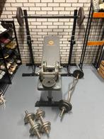 Halterbank, stangen, dumbels en gewichten, Sport en Fitness, Fitnessmaterialen, Ophalen, Zo goed als nieuw, Fitnessbank