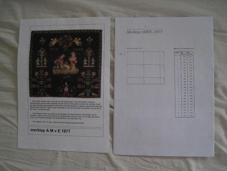 Merklap patroon A.M. v. E 1877, Boeken, Hobby en Vrije tijd, Nieuw, Borduren en Naaien, Ophalen of Verzenden