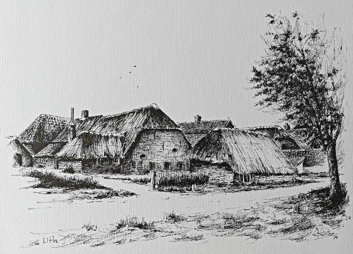 Lith ... boerderijen ... Kees Koster ..., Antiek en Kunst, Kunst | Tekeningen en Foto's, Ophalen of Verzenden