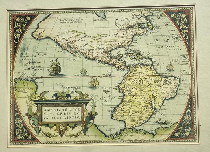 Oude kaart van Noord- en Zuid-Amerika, Antiek en Kunst, Kunst | Etsen en Gravures, Ophalen of Verzenden