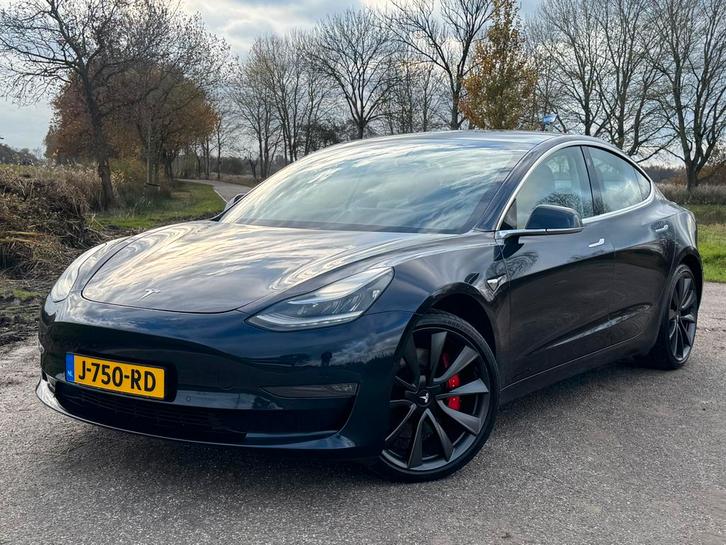 Tesla Model 3 performance 2020 blauw 20 inch, Auto's, Tesla, Bedrijf, Model 3, 360° camera, 4x4, ABS, Achteruitrijcamera, Adaptieve lichten