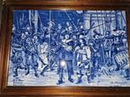 Delfts Blauw Tegel Tableau - De Nachtwacht Ingelijst, Antiek en Kunst, Ophalen of Verzenden