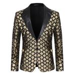 Heren gouden ruiten glitter colbert blazer jasje mannen, Verzenden, Nieuw, Overige maten