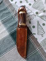 Vintage Jachtmes met lederen schede Solingen, Ophalen of Verzenden, Overige soorten, Mes of Dolk