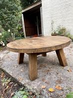 Brutalist ronde salontafel massief hout rustiek, Huis en Inrichting, Tafels | Salontafels, Ophalen, Arts and crafts, Nieuw, Minder dan 50 cm