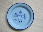 emaille kinderbord, afb. oud hollands, blauw., Ophalen of Verzenden