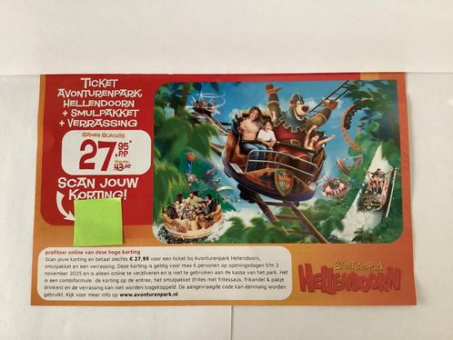 Kortingsbon Avonturenpark Hellendoorn (6 personen), Tickets en Kaartjes, Recreatie | Pretparken en Attractieparken, Drie personen of meer