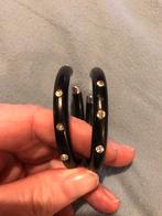 Vintage zwart creolen met stenen oorbellen stekers, Sieraden, Tassen en Uiterlijk, Oorbellen, Overige materialen, Gebruikt, Verzenden