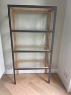 HK Living houten vitrinekastje met glazen panelen, Ophalen, Eikenhout, 100 tot 150 cm, 50 tot 100 cm