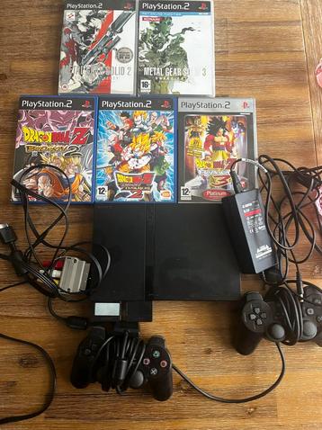 PlayStation 2 Slim Zwart + Games beschikbaar voor biedingen