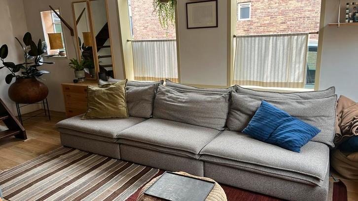 Bank Pien modulair elementen 310 cm taupe grijs wol en katoe, Huis en Inrichting, Banken | Bankstellen, Zo goed als nieuw, Tweepersoons