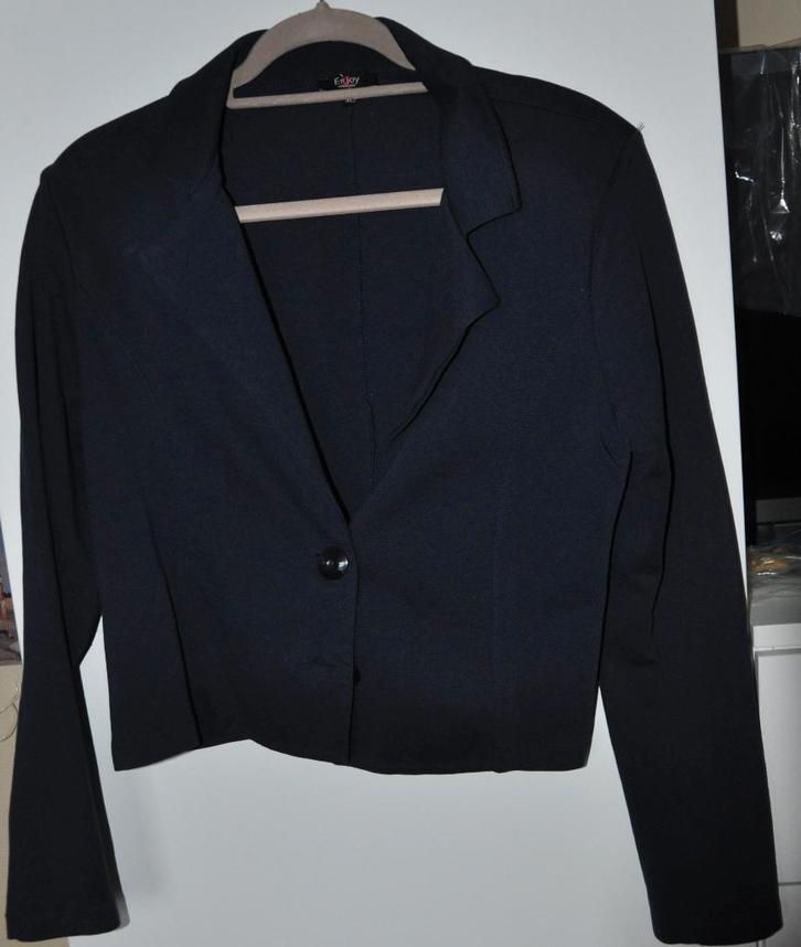 Donkerblauw jasje, Enjoy, donkerblauw, maat XL, Kleding | Dames, Jasjes, Kostuums en Pakken, Zo goed als nieuw, Jasje, Maat 46/48 (XL) of groter