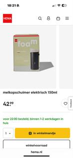 HEMA Elektrische Melkopschuimer 150ml - Nieuw, Witgoed en Apparatuur, Melkopschuimers, Ophalen of Verzenden, Nieuw, Elektrische melkopschuimer