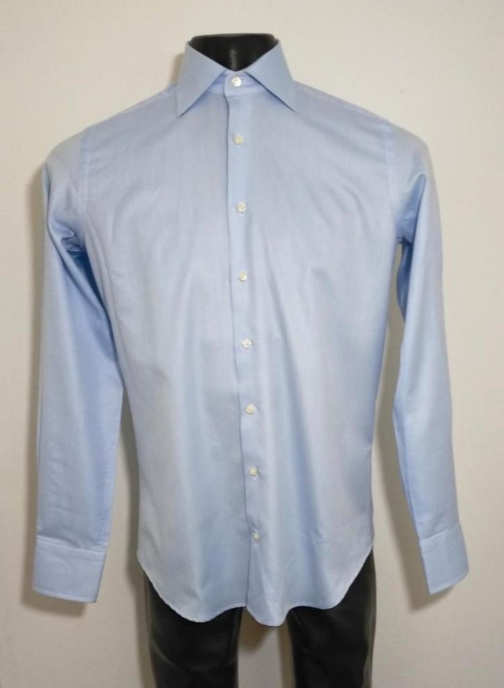 Lichtblauw business overhemd van Pakkend, Kleding | Heren, Overhemden, Zo goed als nieuw, Halswijdte 38 (S) of kleiner, Blauw