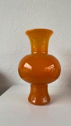 Oranje seventies vaas Erik Hoglund, Gebruikt, Overige kleuren, Ophalen of Verzenden, Glas
