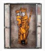 Brocante Glas in lood, Maria met kind, 25 x 21 cm, Ophalen of Verzenden