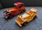 2 houten oldtimers speelgoed auto's modellen., Verzenden, Overige typen