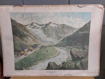 Oude schoolplaat Zwitserland Alpen beschikbaar voor biedingen