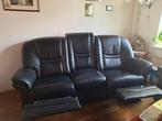 zwart leren bankstel, Ophalen, Gebruikt, 150 tot 200 cm, Leer