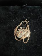 Gouden Kotter Oorbel 22 mm, Hangers, Ophalen of Verzenden, Zo goed als nieuw, Met edelsteen