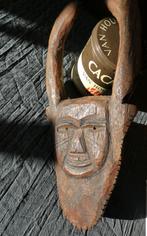 Mysterieus masker beeld Afrika horens man duivel hout baard, Antiek en Kunst, Ophalen of Verzenden