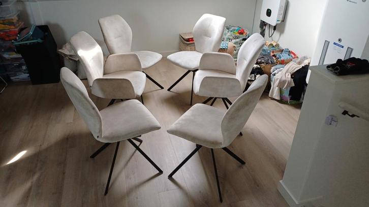 Eettafel stoelen 6 stuks met draaipoot (goossens), Huis en Inrichting, Stoelen, Gebruikt, Vijf, Zes of meer stoelen, Ophalen