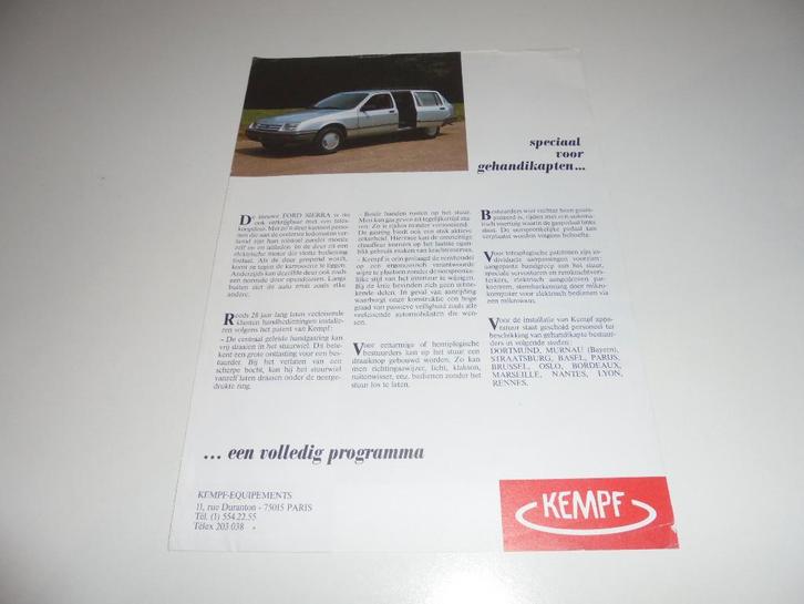 leaflet Kempf voertuigaanpassingen voor Ford, Boeken, Auto's | Folders en Tijdschriften, Gelezen, Overige merken, Verzenden