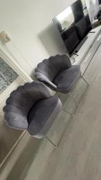 2 Schelp stoelen Velvet grijs / zilver, Ophalen of Verzenden, Zo goed als nieuw, Grijs, Eén