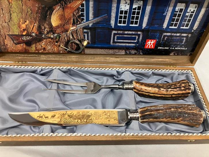 Vintage trancheerset Zwilling J.A. Henckels Solingen., Huis en Inrichting, Keuken | Bestek, Zo goed als nieuw, Overige materialen